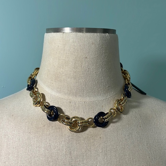 NEW Ann Taylor Navy and Gold necklace - Picture 1 of 4